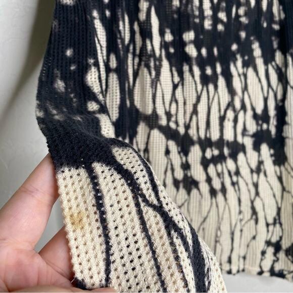 XCVI Blue + Cream Tie Die Mesh Fishnet Lagenlook Sweater Medium - Picture 9 of 11